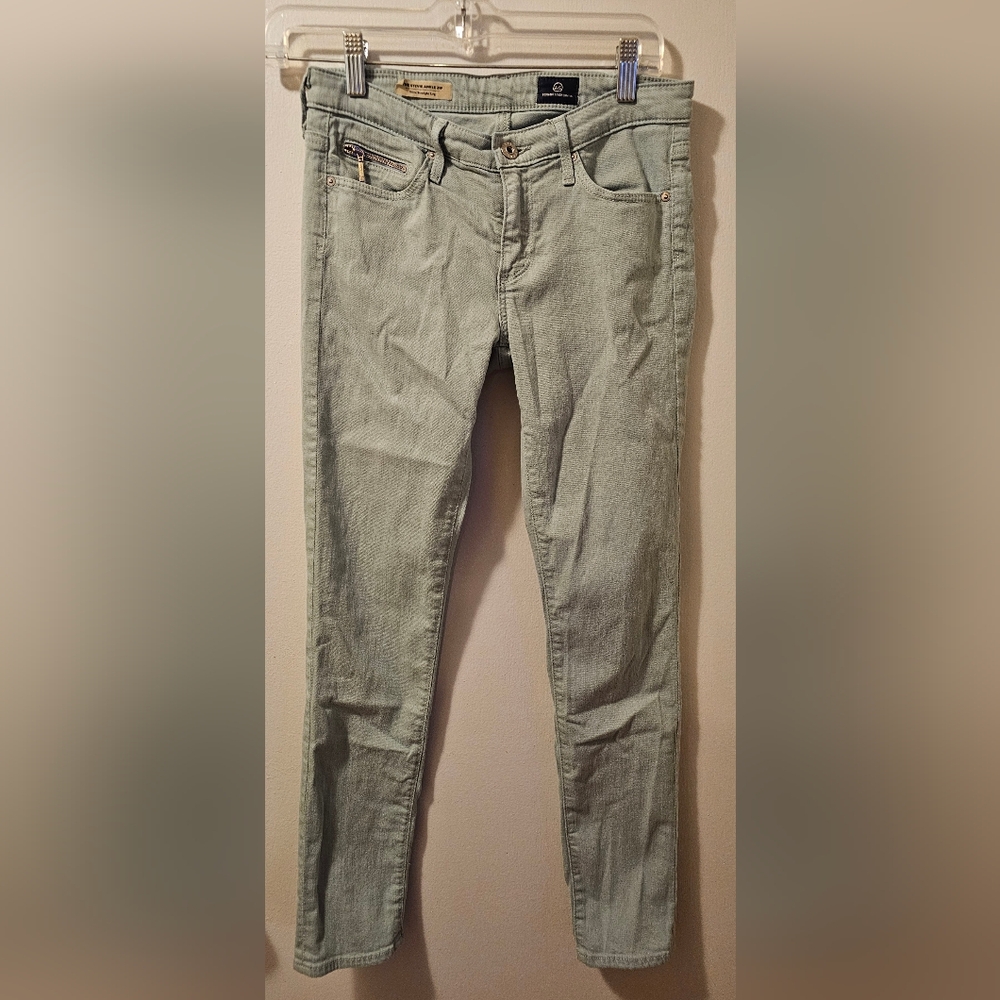 AG Adriano Goldschmied The Stevie Ankle Zip Low Rise Jeans Teal Women's Size 26R